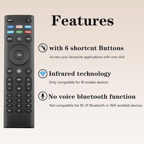 Replacement Remote Control for Vizio Smart TV (XRT140), Compatible with E/V/M/D/P/PX Series LED LCD HD 4K UHD HDR Smart TVs in Saudi Arabia