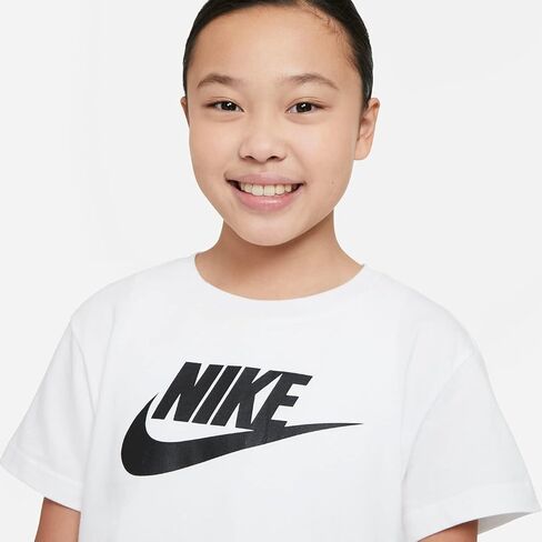 Nike Girl's NSW Tee DPTL Basic Futura (Little Kids/Big Kids) White/Ocean Bliss XL (18-20 Big Kid) in Saudi Arabia