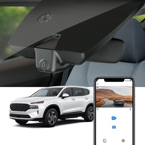 كاميرا Fitcamx 4K Dash مناسبة لسيارة Hyundai Santa Fe 2021 2022 2023 (الجزء رقم #S2500) مع تعتيم تلقائي، مظهر OEM، فيديو UHD 2160P، تسجيل حلقة، WiFi & APP، مستشعر G، سهل التركيب، بطاقة 64 جيجابايت in Kuwait