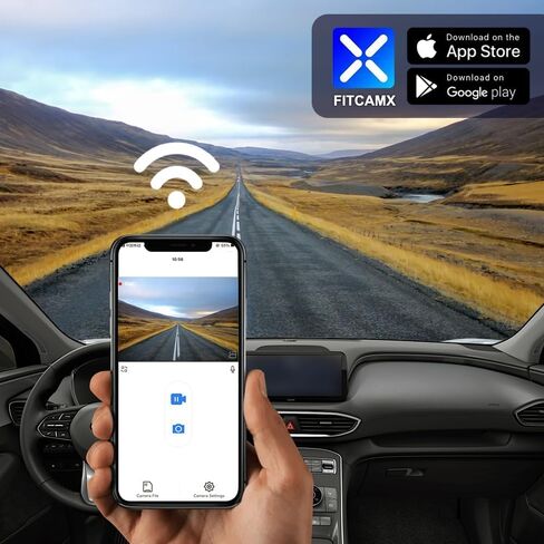 كاميرا Fitcamx 4K Dash مناسبة لسيارة Hyundai Santa Fe 2021 2022 2023 (الجزء رقم #S2500) مع تعتيم تلقائي، مظهر OEM، فيديو UHD 2160P، تسجيل حلقة، WiFi & APP، مستشعر G، سهل التركيب، بطاقة 64 جيجابايت in Kuwait