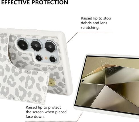 iCoverCase Compatible with Samsung Galaxy S24 Ultra Case with Card Holder, S24 Ultra Wallet Case for Women Men [RFID Blocking] PU Leather Protective Phone Case for S24 Ultra 5G (Gray Leopard) in Saudi Arabia