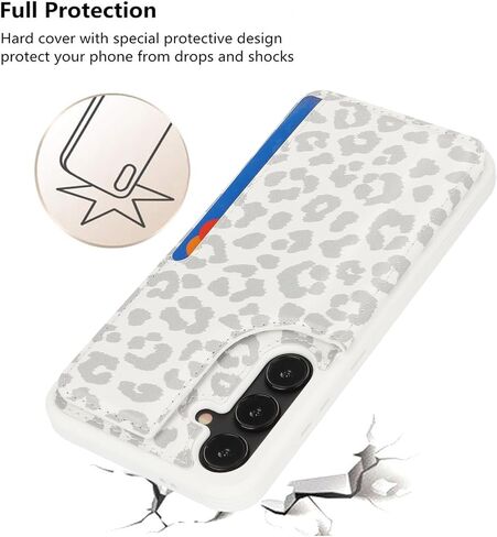 iCoverCase Compatible with Samsung Galaxy S24 Ultra Case with Card Holder, S24 Ultra Wallet Case for Women Men [RFID Blocking] PU Leather Protective Phone Case for S24 Ultra 5G (Gray Leopard) in Saudi Arabia