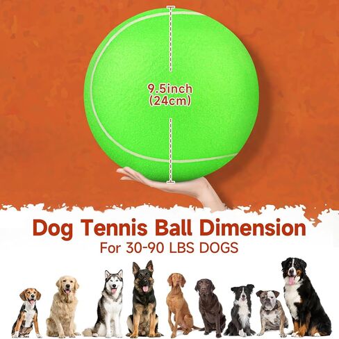 QDAN Giant Large Tennis Ball for Dogs: 9.5" Premium Balls for Dog for Outdoor Play Chasing, Big Tennis Ball Dogs Toy, Tennis Ball for Small Medium Large Dogs, Pet Ball Birthday, Yellow in Saudi Arabia