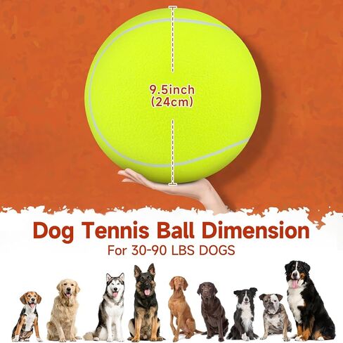 QDAN Giant Large Tennis Ball for Dogs: 9.5" Big Ball for Dogs for Outdoor Play, Big Tennis Ball Dog Toy, Dog Tennis Ball for Small Medium Large Dog, Yellow in Kuwait