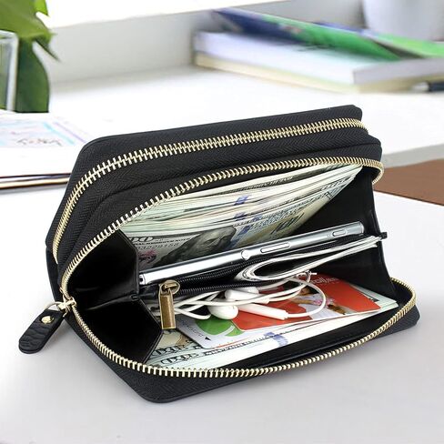 Harryshell Compatible with Samsung Galaxy S24 Ultra 5G Case Wallet Multi Zipper Detachable Magnetic Cover Purse with Card Slots Holder Mirror Crossbody Wrist Strap for S24 Ultra 6.8 inch (Black) in Saudi Arabia