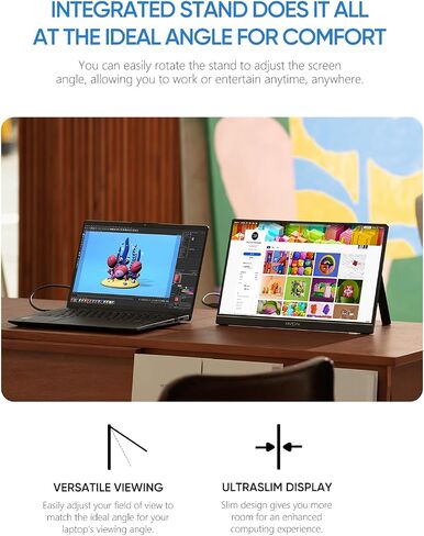 ARZOPA 17.3" Portable Monitor, 1080P FHD 100% sRGB IPS Laptop Monitor with Built-in Kickstand HDMI USB C External Screen for PC Mac Phone Xbox Switch PS5 -A1M in Saudi Arabia