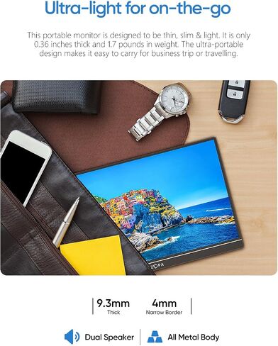 ARZOPA 17.3" Portable Monitor, 1080P FHD 100% sRGB IPS Laptop Monitor with Built-in Kickstand HDMI USB C External Screen for PC Mac Phone Xbox Switch PS5 -A1M in Saudi Arabia