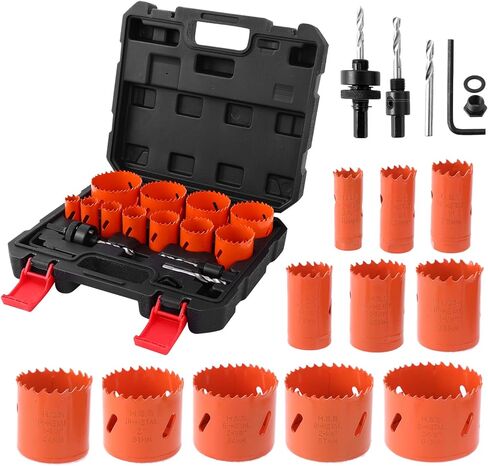 طقم منشار ثقب ثنائي المعدن، ARTIPOLY 17 قطعة 3/4 بوصة إلى 2-1/2 بوصة طقم منشار كامل الفتحة في علبة مع مماسك ومحولات ومفتاح سداسي وقطعة مثقاب للمعادن ولوحة PVC والجدران الجافة، فولاذ متين عالي السرعة in Kuwait