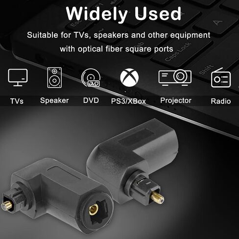 محول كابل الصوت الرقمي ذو الزاوية اليمنى من Toslink البصري 90 درجة ذكر إلى أنثى جاك 360 درجة يدور موصل التوصيل لكابل Toslink من الألياف البصرية للتلفزيون، 4 قطع in Saudi Arabia