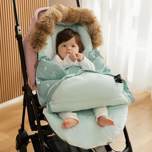 Baby Stroller Bunting Bags Stroller Footmuff Universal Sleeping Bag Winter Outdoor Hooded Bunting Bag Windproof and Water-Resistant Suitable Below 5 ℃ in Kuwait