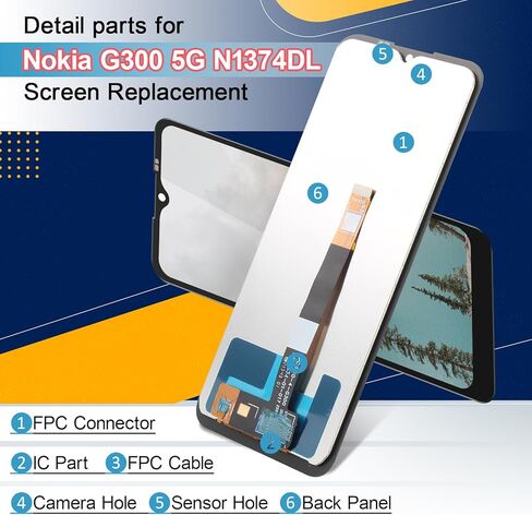 شاشة LCD لنوكيا G300 قطع غيار للشاشة لنوكيا G300 5G N1374DL مجموعة المحولات الرقمية لشاشة تعمل بلمس مع أدوات in Kuwait