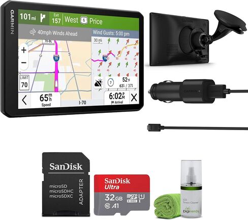 Garmin Dezl OTR720 GPS Truck Navigator 7" Large Display Touchscreen, Commercial GPS Navigation for Semi Trucker Driver Bundle with 32GB SD Memory Card + LCD Cleaning Kit in Saudi Arabia