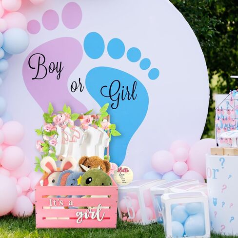 Wooden Baby Shower Crate Closet, It's a Girl Baby Gift Basket with Handle and Clothes Hanger Baby Storage Crate Hamper, Baby Shower Party Decor Newborn Baby Gifts Basket for Pregnancy New Parent ﻿ in Saudi Arabia