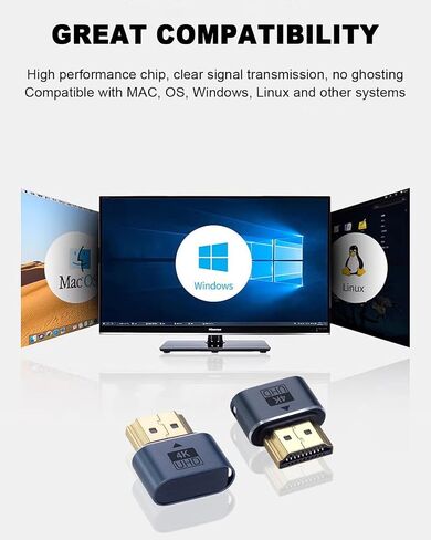 Duttek HDMI Emulator Adapter 4K, HDMI Dummy Plug, Virtual Monitor Display Emulator, Headless Display Adapter with Perforated Design,Supports up to 4k@60Hz,1080@120Hz 1 Pack in Saudi Arabia