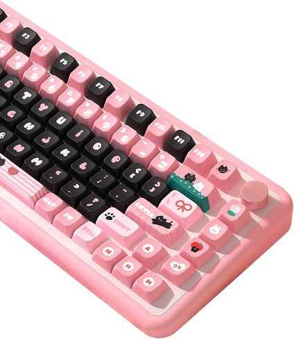 Cute Strawberry Bunny Theme keycaps 158 Key PBT keycaps MDA Custom keycap Set is Suitable for 61/87/104/108 Cherry MX Switch and Other Mechanical Keyboards (Strawberry) in Saudi Arabia