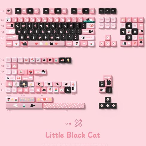 Cute Strawberry Bunny Theme keycaps 158 Key PBT keycaps MDA Custom keycap Set is Suitable for 61/87/104/108 Cherry MX Switch and Other Mechanical Keyboards (Strawberry) in Saudi Arabia