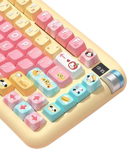 Cute Strawberry Bunny Theme keycaps 158 Key PBT keycaps MDA Custom keycap Set is Suitable for 61/87/104/108 Cherry MX Switch and Other Mechanical Keyboards (Strawberry) in Saudi Arabia