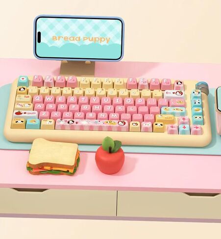 Cute Strawberry Bunny Theme keycaps 158 Key PBT keycaps MDA Custom keycap Set is Suitable for 61/87/104/108 Cherry MX Switch and Other Mechanical Keyboards (Strawberry) in Saudi Arabia