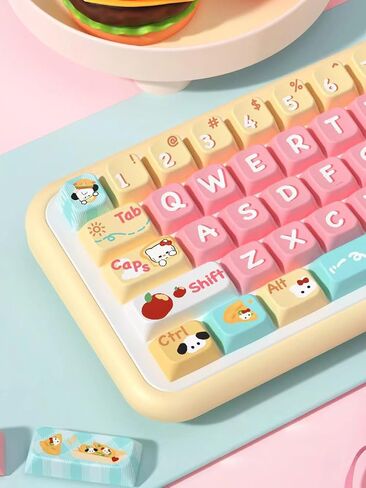 Cute Strawberry Bunny Theme keycaps 158 Key PBT keycaps MDA Custom keycap Set is Suitable for 61/87/104/108 Cherry MX Switch and Other Mechanical Keyboards (Strawberry) in Saudi Arabia