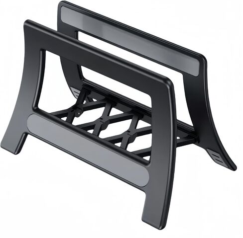 Vertical Laptop Stand for Desk, Gravity Locking Laptop Holder Vertical Stand Space-Saving Organizer for MacBook, iPad Mini/Pro, Surface, Samsung, HP, Dell and More - (Black, ABS Plastic) in Saudi Arabia