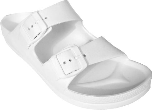 H2K Women's Lightweight Comfort Soft Slides EVA Adjustable Double Buckle Flat Sandals Buddy in Saudi Arabia