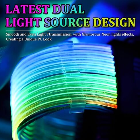 كابل RGB PC، كابل تمديد طاقة RGB قابل للعنونة 24 دبوس ATX، كابل تمديد RGB PC 18AWG كابل تمديد PSU لموصل اللوحة الأم، يدعم كابل متزامن 5 فولت 3 دبابيس، أبيض in Saudi Arabia
