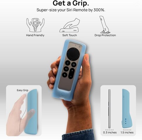 GripStand™ Apple TV Remote Case: Stand-Up Design, Enhanced Grip, Anti-Slip & Drop Protection, AirTag Compatible, Fits Siri Apple TV 4K/HD (2nd & 3rd Gen) – Sky Glow by 73&Sunny. in Saudi Arabia