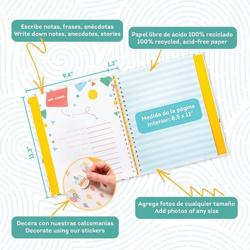 Baby Memory Book - Libro de Recuerdos para bebé Mi Primer Añito - Photo Album Spanish - First Year Keepsake Milestone Hardcover - Scrapbook, Stickers, Slip Case - Regalo in Saudi Arabia