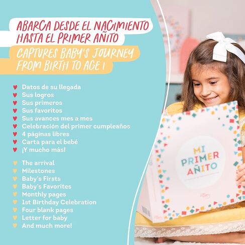 Baby Memory Book - Libro de Recuerdos para bebé Mi Primer Añito - Photo Album Spanish - First Year Keepsake Milestone Hardcover - Scrapbook, Stickers, Slip Case - Regalo in Saudi Arabia