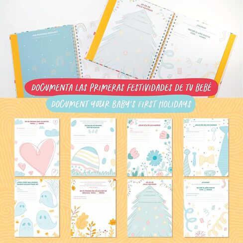 Baby Memory Book - Libro de Recuerdos para bebé Mi Primer Añito - Photo Album Spanish - First Year Keepsake Milestone Hardcover - Scrapbook, Stickers, Slip Case - Regalo in Saudi Arabia