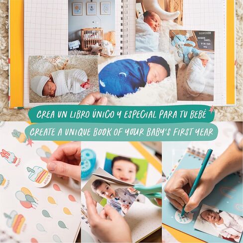 Baby Memory Book - Libro de Recuerdos para bebé Mi Primer Añito - Photo Album Spanish - First Year Keepsake Milestone Hardcover - Scrapbook, Stickers, Slip Case - Regalo in Saudi Arabia