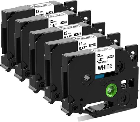 Label Maker Tape Replacement for Brother, TZe-231 P Touch Label Tape 12mm 0.47 Inch, Labeling Tapes Black on White Tape Refills TZ-231 Compatible with Brother PT-D210 D220 H103w H110 D410, 5 Pack in Kuwait