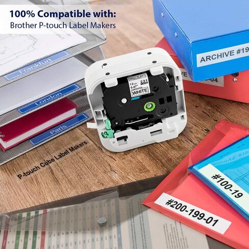 Label Maker Tape Replacement for Brother, TZe-231 P Touch Label Tape 12mm 0.47 Inch, Labeling Tapes Black on White Tape Refills TZ-231 Compatible with Brother PT-D210 D220 H103w H110 D410, 5 Pack in Kuwait