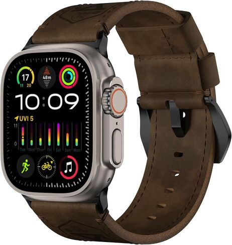 Vintage Leather Band Compatible with Apple Watch Ultra 2 / Ultra Band 49mm 46mm 45mm 44mm, 26mm Wide Crazy Horse Leather Strap for Men iWatch Series 10 9 8 7 6 5 4 in Kuwait