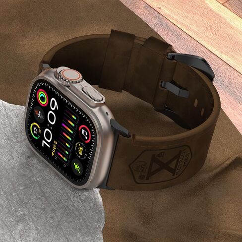 Vintage Leather Band Compatible with Apple Watch Ultra 2 / Ultra Band 49mm 46mm 45mm 44mm, 26mm Wide Crazy Horse Leather Strap for Men iWatch Series 10 9 8 7 6 5 4 in Kuwait