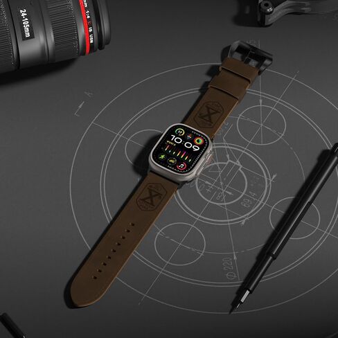 Vintage Leather Band Compatible with Apple Watch Ultra 2 / Ultra Band 49mm 46mm 45mm 44mm, 26mm Wide Crazy Horse Leather Strap for Men iWatch Series 10 9 8 7 6 5 4 in Kuwait