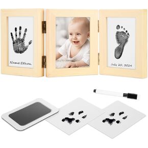 Baby Handprint and Footprint Kit - Inkless Hand and Footprint Maker, Gifts for New Parents, Baby Picture Newborn Keepsake Wooden Frame, New Mom Baby Shower Gifts for Boys & Girls,Mother's Day Gifts