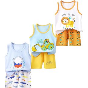 Toddler Boys Clothes for Baby Boy Summer Outfits Sleeveless Tank Top and Shorts Set 1-4t
