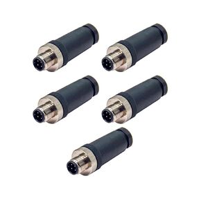 5PCS Ethernet M12 Connector Field Wireable Waterproof Straight 4 Pin A Code Unshield Male Plug for 22AWG 0.34mm² Cable