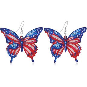 American Flag Earrings for Women and Girls, Independence Day 4th of July Drop Dangle Earrings Patriotic Hook Earrings Fashion Jewelry