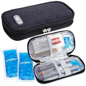 YOUSHARES Insulin Cooler Travel Case - Diabetic Insulated Organizer Portable Cooling Bag for Medication Cooling Insulation, Insulin Pen Case with 2 TSA Approved Cooler Ice Pack (Quicksand Gold)