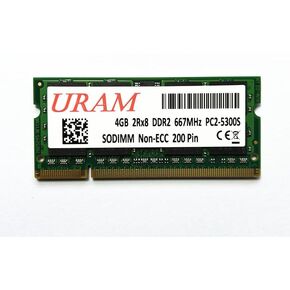 URAM 4GB(Single) DDR2 667MHz 2RX8 PC2 5300S PC2 5300 200 Pin Laptop RAM Memory Module Upgrade, Blue