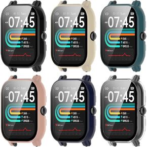 Protective Case Intended for Nerunsa P66D/Ddidbi P66D P66E/Dotn P66D/Aptkdoe P66D/aycy P66/Poounur P66E Smart Watch, Tempered Glass Screen Protector Ultra-Thin Full-Coverage Shockproof Bumper (Black)