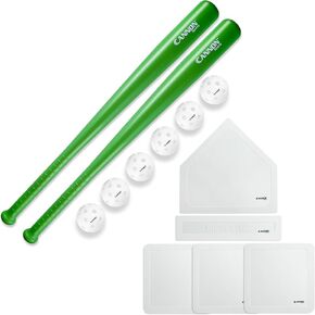 Cannon Sports Plastic Baseball Bat and Ball Set Includes 2 Bats and 6 Balls with Throwdown Bases