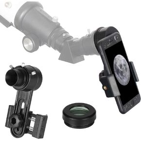 1.25" Telescope Phone Adapter - Quick Aligned Smartphone Adapter Mount for Refractor & Reflector Telescope with Built-in 1.5X Barlow Lens