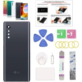 Compatible with LG Velvet 5G Back Cover Replacement, LM-G900N, LM-G900EM, LM-G900, LM-G900TM Back Housing Door with Pre-Installed Camera Lens, Repair Tools & Instruction, Aurora Gray