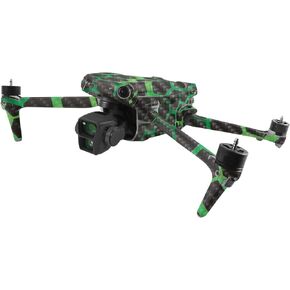 MightySkins Carbon Fiber Skin Compatible with DJI Air 3 - Green Hex | Protective, Durable Textured Carbon Fiber Finish | Easy to Apply, Remove, and Change Style