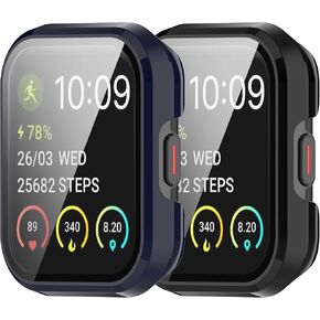 Protective Case Intended for SKG V7,SKG V7 Pro Screen Protector Hard PC Flim Face Cover Bumper for SKG V7 Case Smartwatch Accessories (Black&Black)