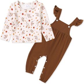 ملابس WESIDOM لحديثي الولادة ملابس بناتي للرضع ملابس خريفية بأكمام طويلة ومزينة بالزهور بذلة رومبير مكشكشة من عمر 0 ​​إلى 24 شهرًا in Kuwait