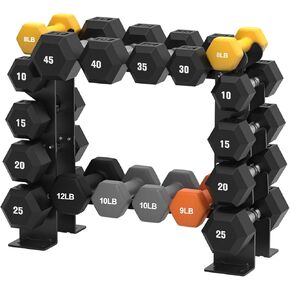 FISUP Weight Rack for Dumbbells, Only 450LBS Capacity Stand for Home Gym Strength Training, Red and Black 5 Tier